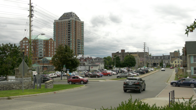 Residents make noise about speeding, loud vehicles on Water Street and Market Street, near Blockhouse Island in downtown Brockville. (Nate Vandermeer/CTV News Ottawa)