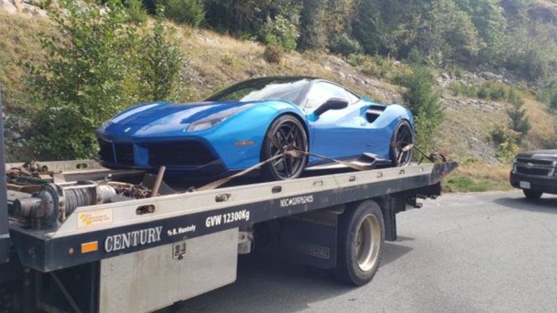 Squamish RCMP say a Ferrari was impounded over the weekend after going 189 km/h in an 80 zone. (Squamish RCMP/Twitter)