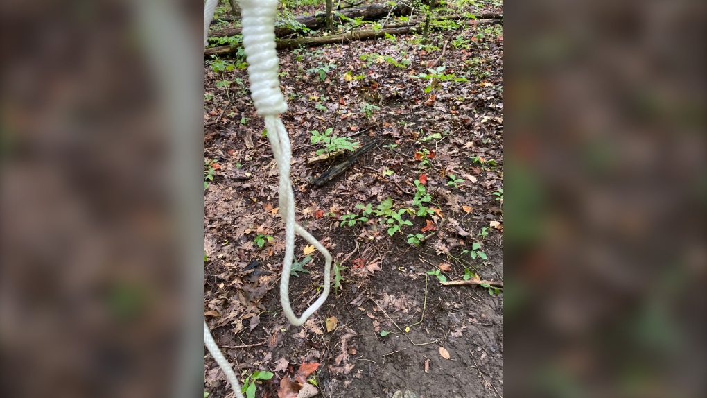 A noose found on a walking trail in London, Ont.