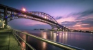 The twin spans of the Blue Water Bridge international crossing between the cities of Port Huron, MI and Sarnia, Ont.