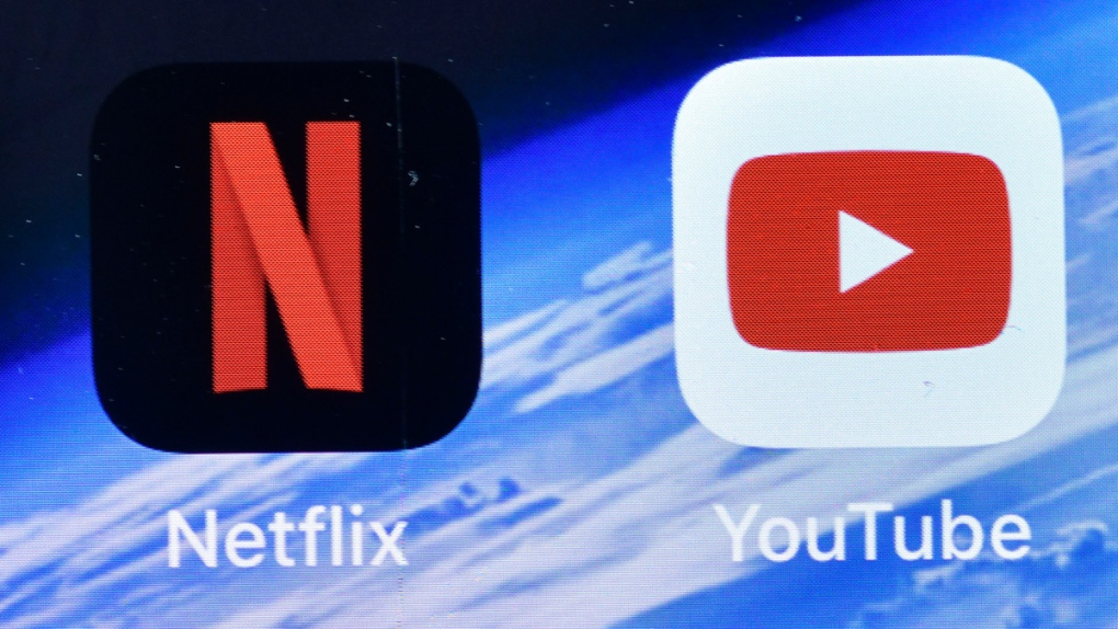 Netflix and YouTube apps on an iPhone