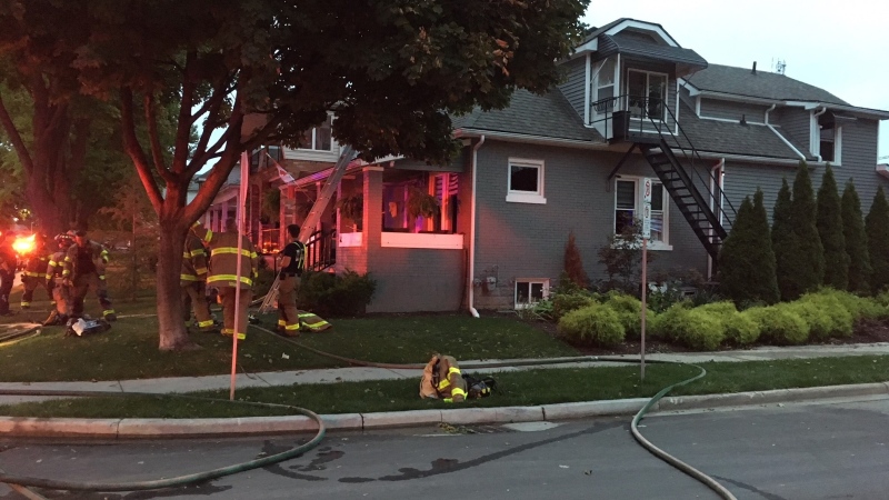 Fire crews attended a blaze on Hall Avenue in Windsor, Ont. on Thursday, Sept. 10, 2020. (Chris Campbell / CTV Windsor) 