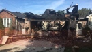 Fire destroys two homes on Parkview Drive in Strathroy Ont. on Sept. 11, 2020. (Brent Lale/CTV London)