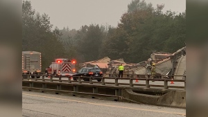 Several train cars derailed near Hope, B.C., on Sept. 14, 2020. 