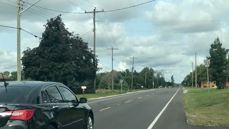 There are concerns after teens were reportedly playing 'chicken' on Norfolk County Road 23 in Houghton, Ont. is seen Tuesday, Sept. 15, 2020. (Sean Irvine / CTV News)