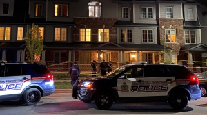 Police on the scene of a homicide investigation on Linden Avenue in Cambridge on Sept. 16, 2020. (Terry Kelly / CTV Kitchener)