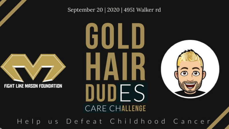 Gold Hair Dudes Care Challenge to raise money toward childhood cancer research. (Fight Like Mason Foundation)