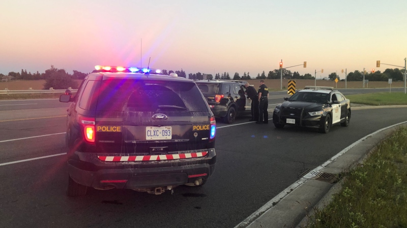 Driver pronounced dead at scene following crash on 401 in South-West Oxford Township, Sunday September 20, 2020 (Jordyn Read / CTV News)