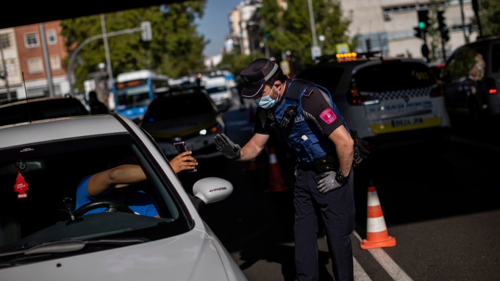 A checkpoint in Madrid, Spain