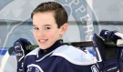 Noah Dugas, a 13-year-old hockey player whose battle with a br