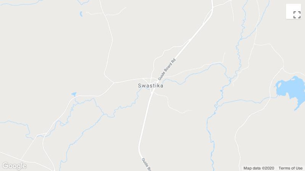 Swastika, New York is seen on a map