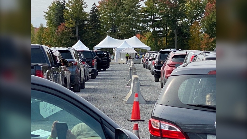 The Calypso waterpark in Limoges is now hosting a drive-thru COVID-19 testing facility during the COVID-19 pandemic. (Tyler Fleming/CTV News Ottawa)