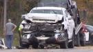 There was significant damage after a multi-vehicle crash east of Whitechurch, Ont. on Monday, Sept. 28, 2020. (Scott Miller / CTV News)