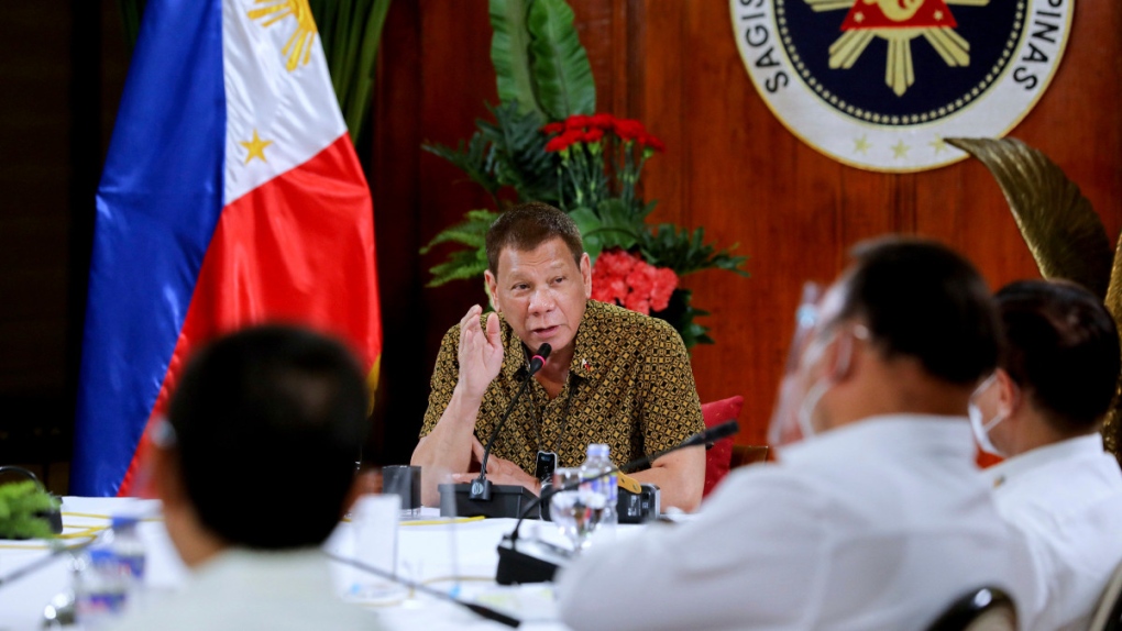Philippines President Rodrigo Duterte, centre