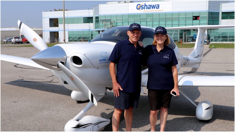 Pilot Lee Arsenault and his wife Marilyn Staig have been volunteers with Hope Air since 2016. The couple has performed 28 flights with the charity in that time helping those in need travel to critically important medical appointments. (Supplied)