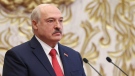 Belarusian President Alexander Lukashenko attends his inauguration ceremony at the Palace of the Independence in Minsk, Belarus, Wednesday, Sept. 23, 2020. (Maxim Guchek/Pool Photo via AP)