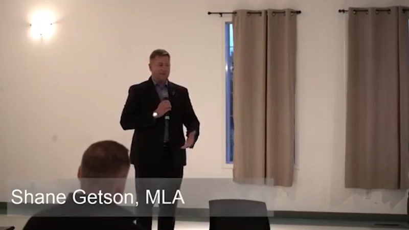 UCP MLA Shane Getson speaking at a public event. (Supplied: NDP)