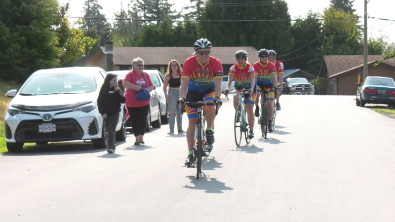 The Tour De Rock team arrives at the Lechinana household on Wednesday to make a special visit to a junior rider who couldn’t experience the tour last year because of her cancer treatment. 