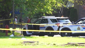 Police taped off an area at Trinity Western University after an incident between a man and campus security.