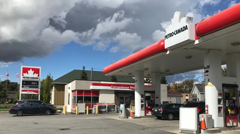 Petro Canada/Double 7 gas bar at the corner of Chatham and Marlborough Streets in Blenheim, Ont., Oct. 1, 2020. (Rich Garton / CTV Windsor)