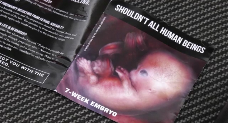 The exterior of an anti-abortion pamphlet distributed in London, Ont. on Thursday, Oct. 2, 2020. CTV News is not showing the graphic images inside. (Marek Sutherland / CTV News)