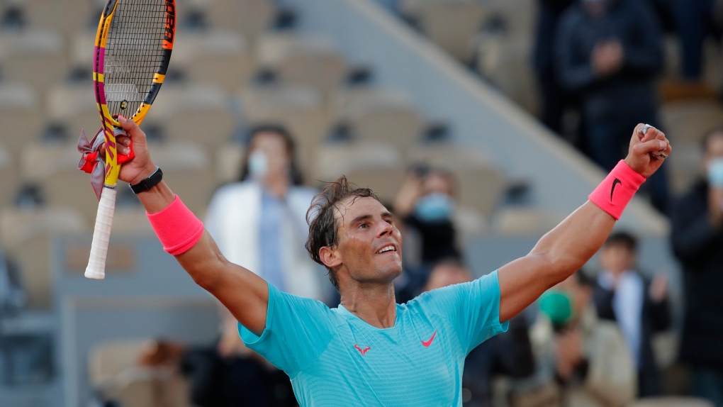 Spain's Rafael Nadal celebrates winning