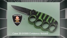 A brass knuckle switchblade knife was seized by police. (Courtesy Windsor police)