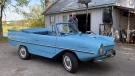 Steve Ewing with his 1964 Amphicar Model 770. Merrickville ON. October 9, 2020. (Tyler Fleming / CTV News Ottawa)