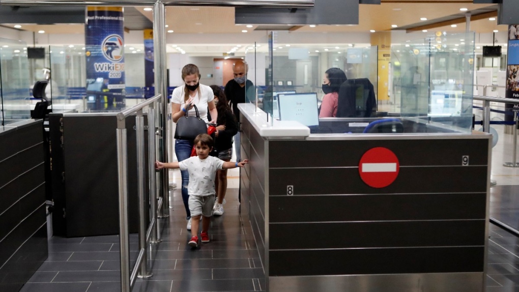 Passport control at the airport in Larnaca, Cyprus