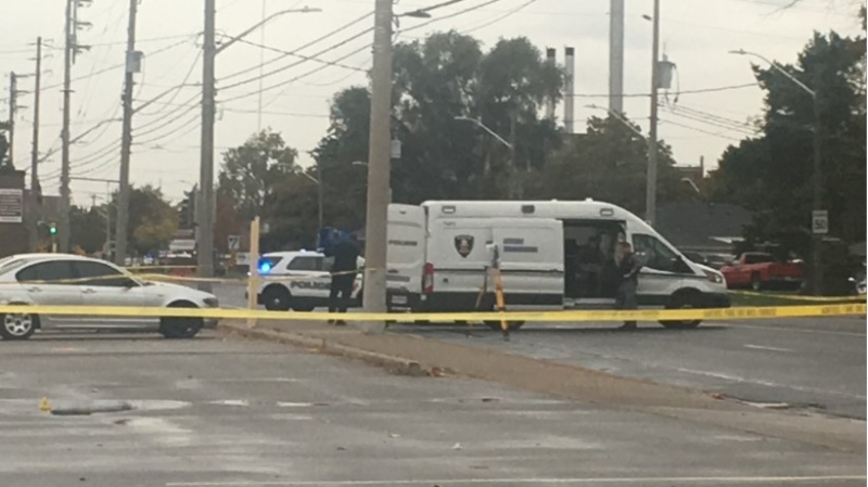 Windsor police are investigating a crash that closed down a portion of Wyandotte Street in Windsor, Ont., on Thursday, Oct. 15, 2020. (Bob Bellacicco / CTV Windsor)