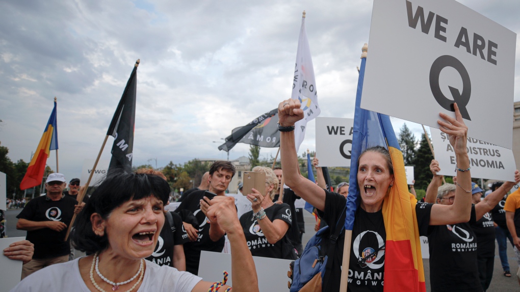 QAnon supporters in Romania