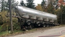 Tanker truck crash in Ailsa Craig, Ont. on Oct. 15, 2020. (Jim Knight/CTV London)