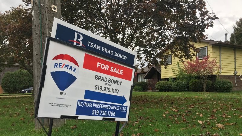 Housing prices on the rise in Windsor, Ont. for sale sign shown on Thursday, Oct. 15 2020. (Rich Garton/CTV Windsor)