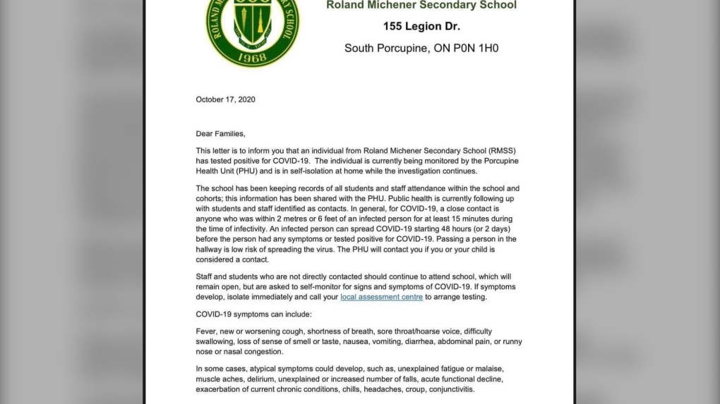 Rolan Michener Secondary School letter