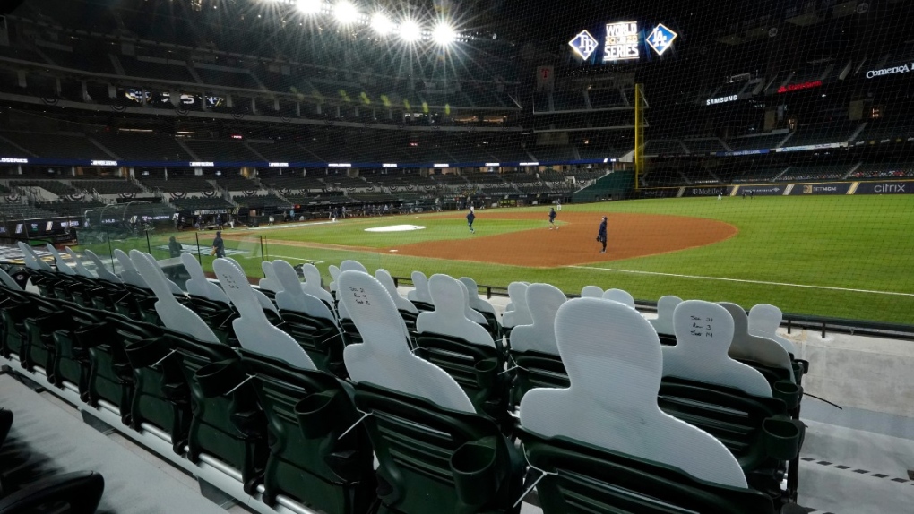 The Tampa Bay Rays practice at Globe Life Field
