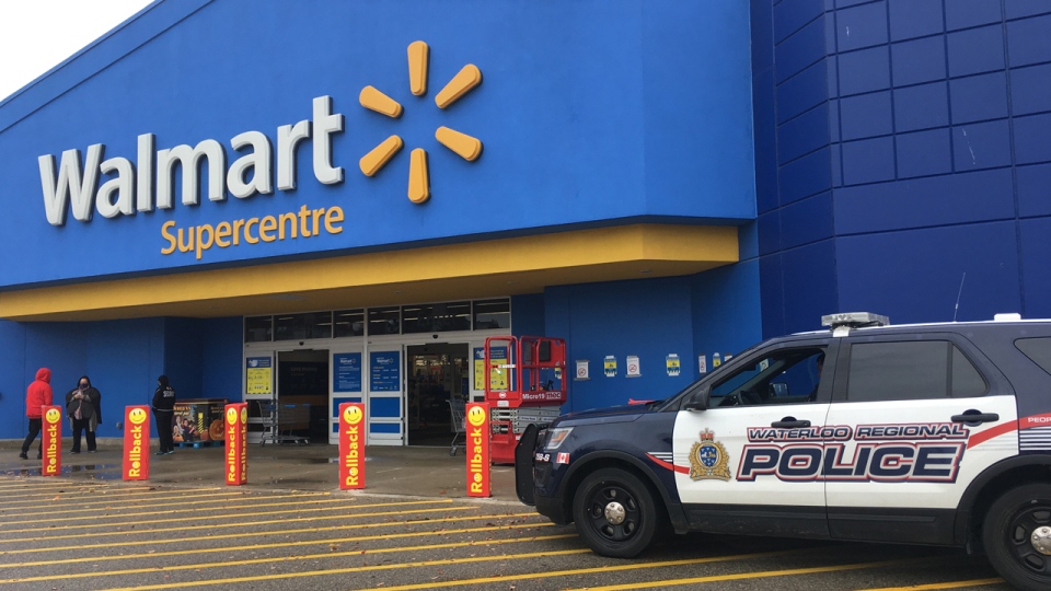 Police cruiser outside Kitchener Walmart