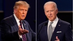 This combination of Sept. 29, 2020, file photos shows President Donald Trump, left, and former Vice President Joe Biden during the first presidential debate at Case Western University and Cleveland Clinic, in Cleveland, Ohio. (AP Photo/Patrick Semansky, File)