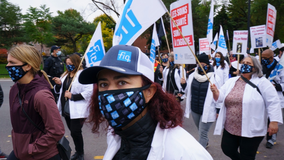Health-care workers protest in Quebec