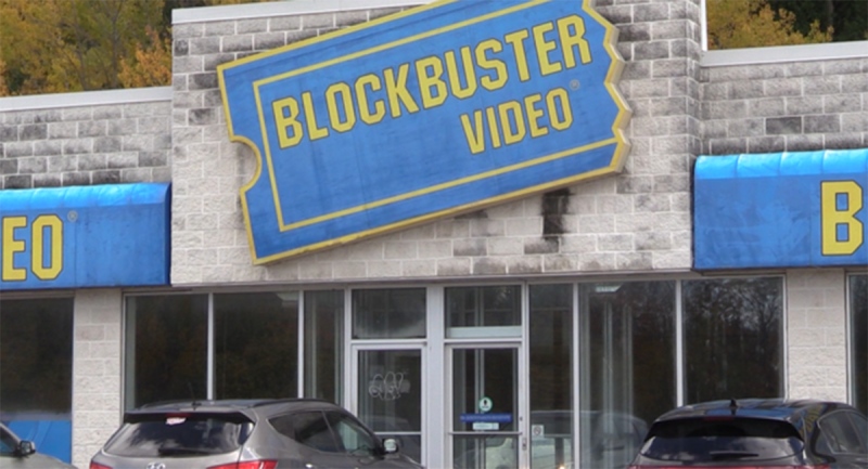 A vacant 'Blockbuster' location in Owen Sound, Ont. is seen Thursday, Oct. 22, 2020. (Scott Miller / CTV News)