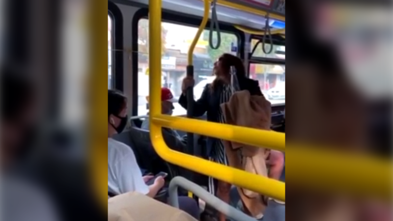 Woman spits on a Vancouver bus passenger, as seen in a video uploaded to TikTok.