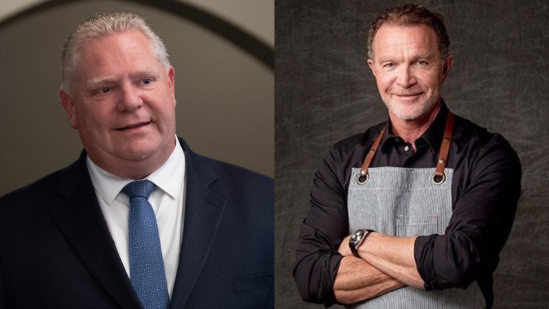 Doug Ford (left) and Mark McEwan (right) are seen in this composite image. (The Canadian Press and Twitter)