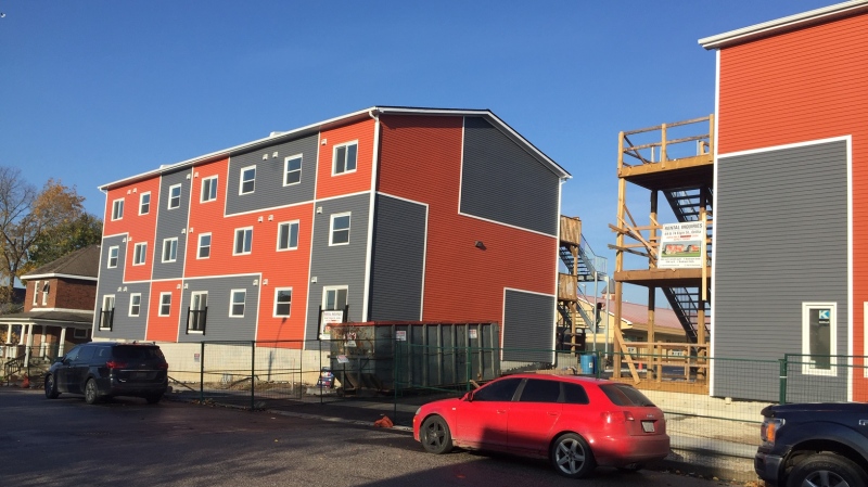 Northern Shield Development repurposed shipping containers into an apartment complex in Orillia, Ont. - Fri., Oct. 23, 2020 (Steve Mansbridge/CTV News)