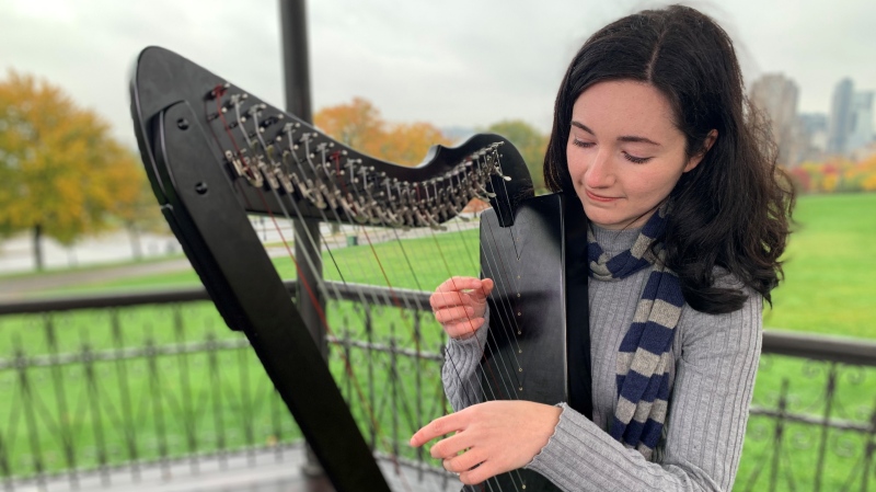 Naomi Silver-Vezina discovered a love for the harp during the COVID-19 pandemic and has become an unlikely YouTube star. 