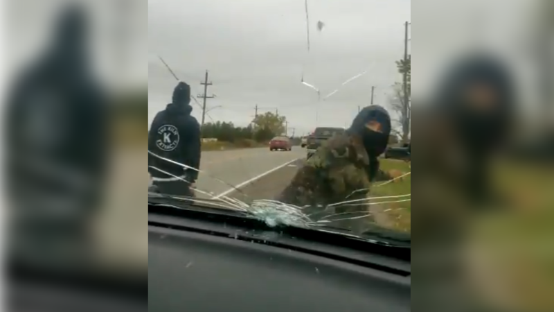 OPP video captures incident at Caledonia blockade, Friday October 23, 2020 (Source: OPP)