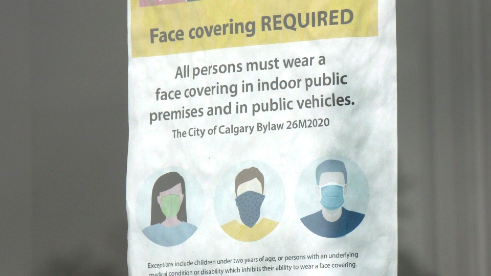 Calgary, face masks, sign, bylaw