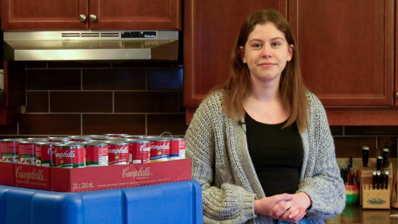 Jordan Reekie is collecting donations for people in need. (Kaitlyn Schropp/CTV News)