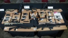 Weapons seized during an investigation are seen. (Toronto Police Service) 