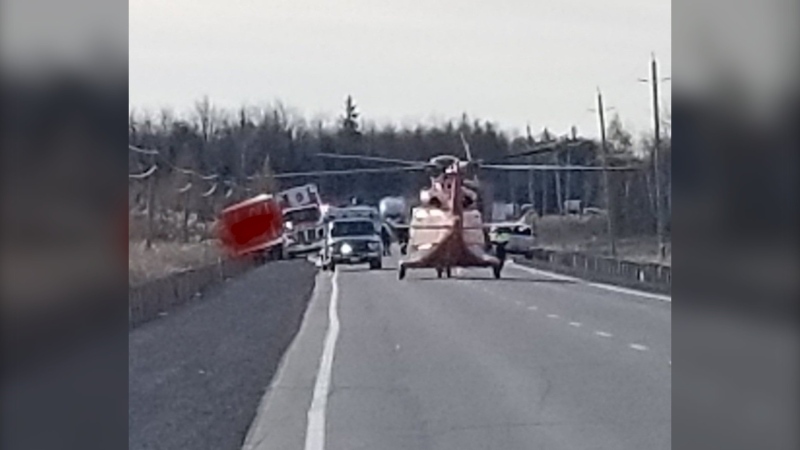 The OPP are are on the scene of a serious crash on Highway 15. (Photo courtesy: Twitter/OPP_ER)