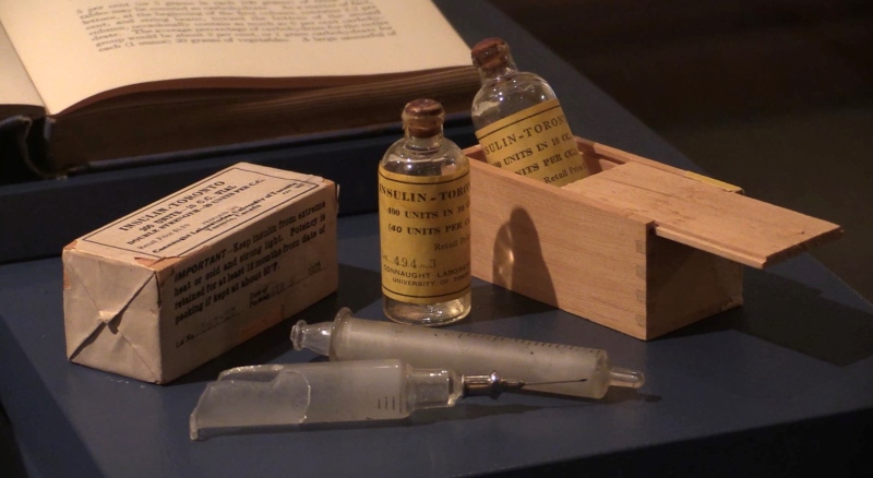 Some of the fist vials of insulin are seen at Banting House in London, Ont. on Friday, Oct. 30, 2020. (Celine Zadorsky / CTV News)