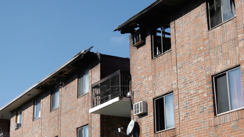 Fire at a three-story apartment building